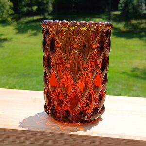 Vintage Fenton Amber Quilted Votive Candle Holder 3.5"